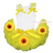 White Baby Pettitop Yellow Ruffles Bows & Summer Yellow Sunflowers Newborn Pettiskirt NG1696